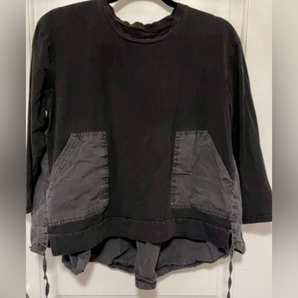 Minimalist Core Black Pullover Boxy Top Relaxed Fit Dark Academia Loungewear Med - Picture 1 of 6